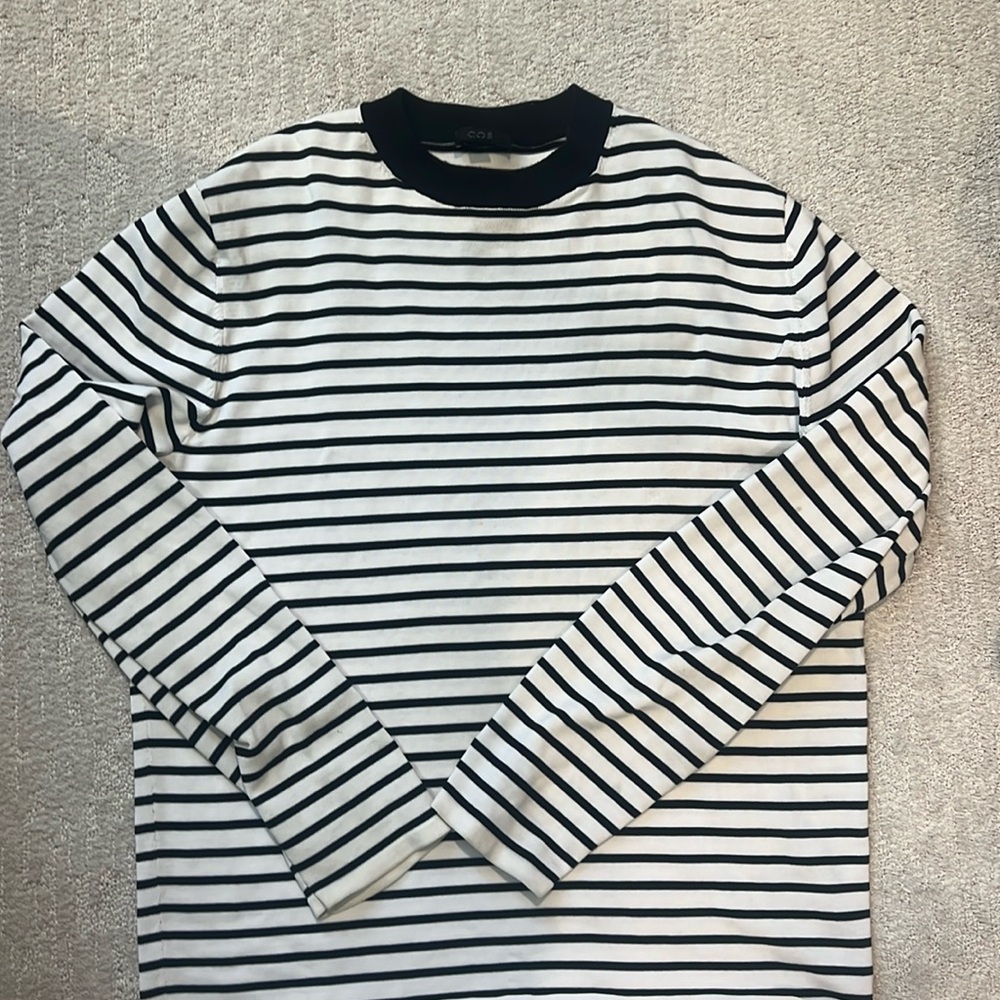 Cos Black and White long sleeved Striped shirt